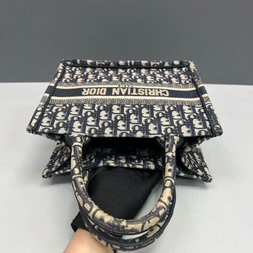 Dior Small Book Tote Oblique Navy Beige Black