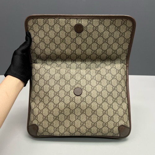Gucci Web Neo Vintage Double Flap Messenger Bag GG Supreme Monogram Beige Brown Green