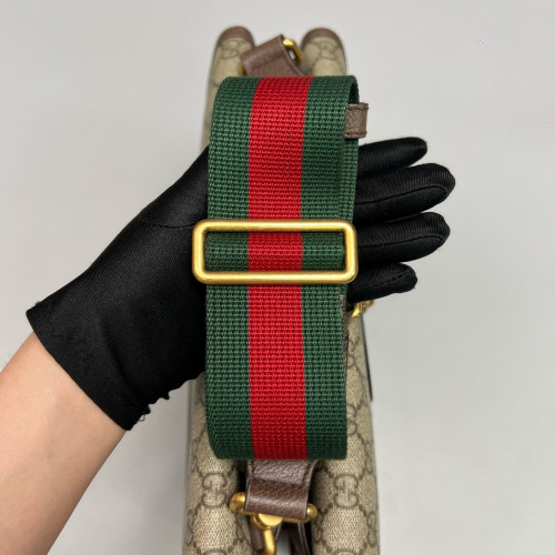 Gucci Web Neo Vintage Double Flap Messenger Bag GG Supreme Monogram Beige Brown Green