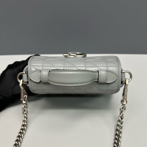 Gucci Matelasse Mini GG Marmont Top Handle Chain Shoulder Bag Calfskin Grey