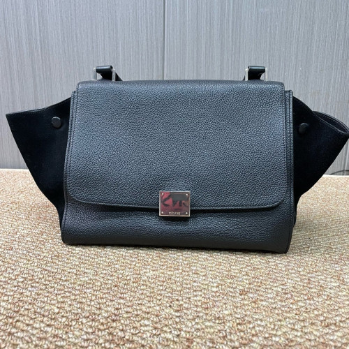 Celine Small Trapeze Calfskin Suede Black