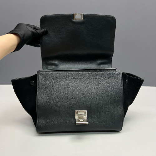 Celine Small Trapeze Calfskin Suede Black