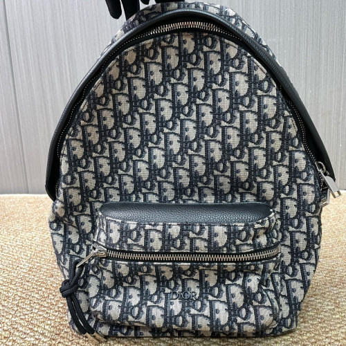 Dior Small Diortravel Backpack Oblique Calfskin Blue Beige