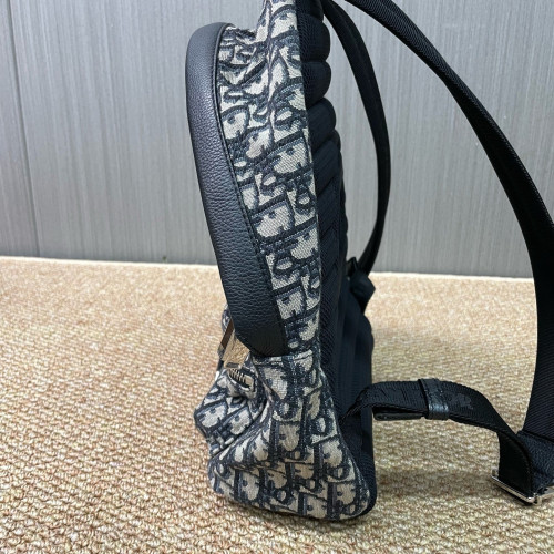 Dior Small Diortravel Backpack Oblique Calfskin Blue Beige