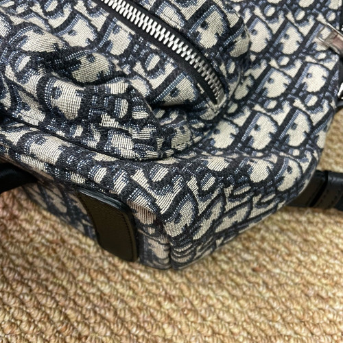Dior Small Diortravel Backpack Oblique Calfskin Blue Beige