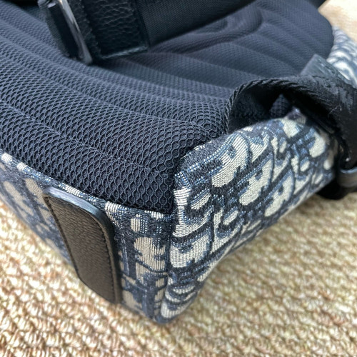 Dior Small Diortravel Backpack Oblique Calfskin Blue Beige