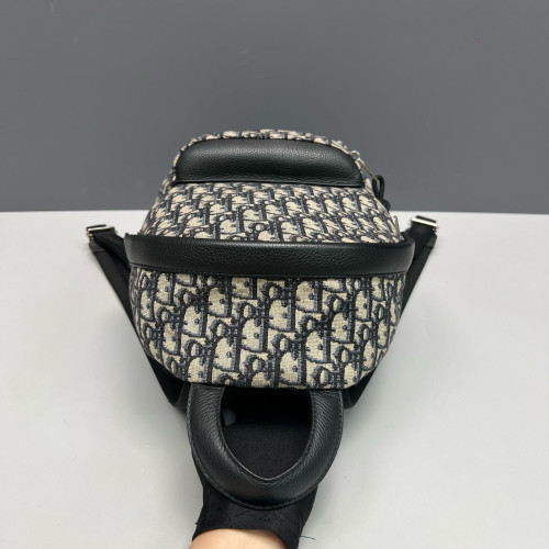 Dior Small Diortravel Backpack Oblique Calfskin Blue Beige