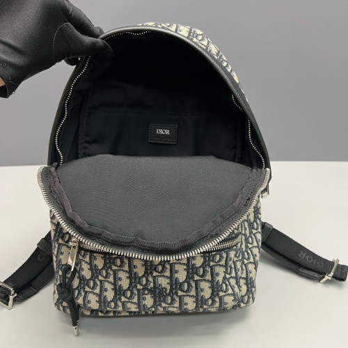 Dior Small Diortravel Backpack Oblique Calfskin Blue Beige