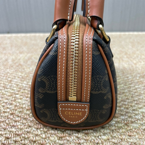 Celine Mini Boston Bag Triomphe Calfskin Brown Black