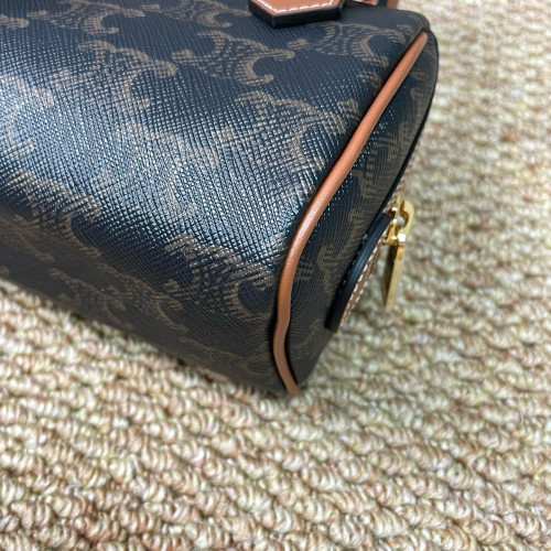 Celine Mini Boston Bag Triomphe Calfskin Brown Black