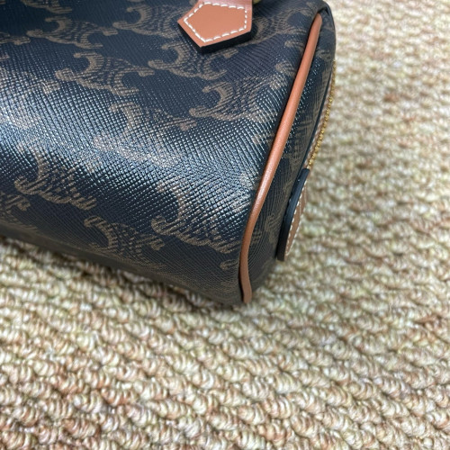 Celine Mini Boston Bag Triomphe Calfskin Brown Black