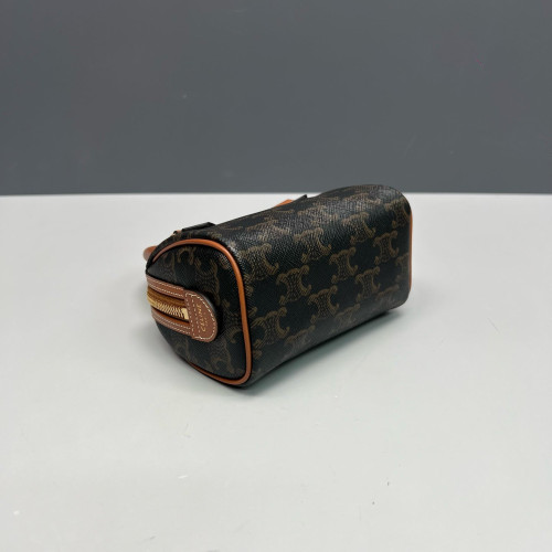 Celine Mini Boston Bag Triomphe Calfskin Brown Black