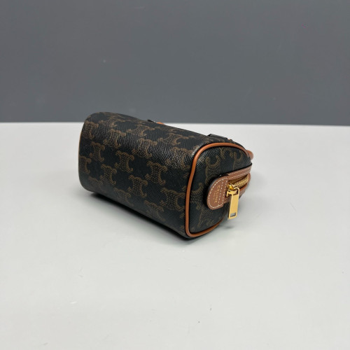 Celine Mini Boston Bag Triomphe Calfskin Brown Black