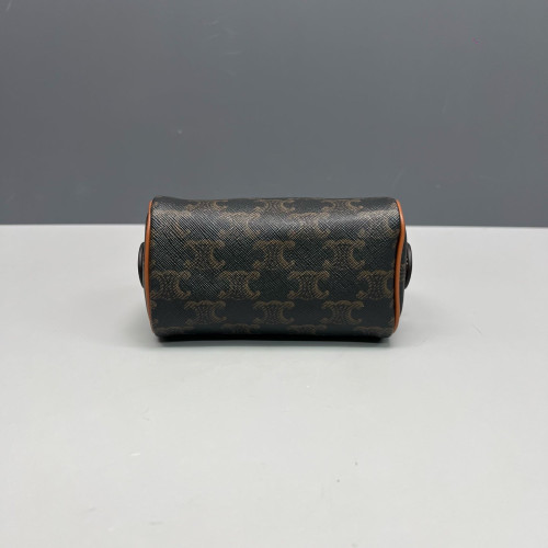 Celine Mini Boston Bag Triomphe Calfskin Brown Black