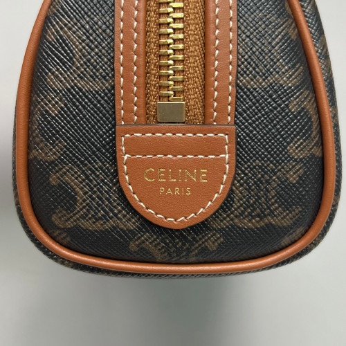 Celine Mini Boston Bag Triomphe Calfskin Brown Black