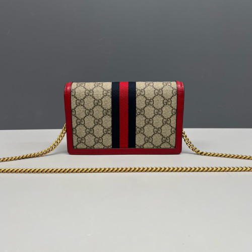 Gucci Queen Margaret Chain Wallet GG Supreme Monogram Beige Red Green Gucci Queen Margaret Chain Wallet GG Supreme Monogram Beige Red Green