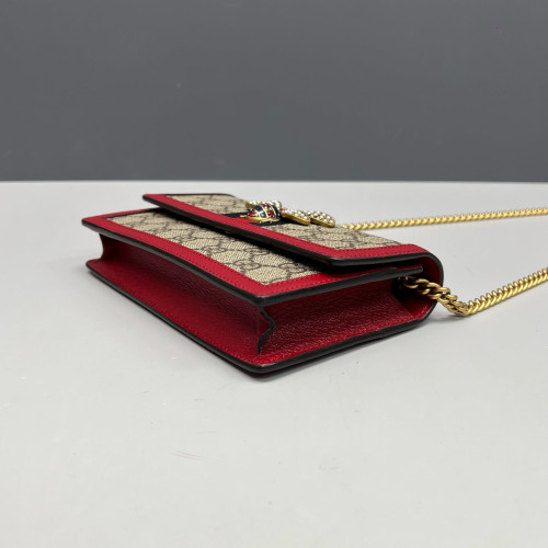 Gucci Queen Margaret Chain Wallet GG Supreme Monogram Beige Red Green Gucci Queen Margaret Chain Wallet GG Supreme Monogram Beige Red Green