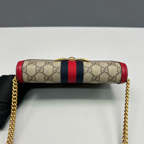 Gucci Queen Margaret Chain Wallet GG Supreme Monogram Beige Red Green Gucci Queen Margaret Chain Wallet GG Supreme Monogram Beige Red Green