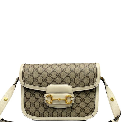 Gucci Medium Horsebit 1955 GG Supreme Monogram Brown White