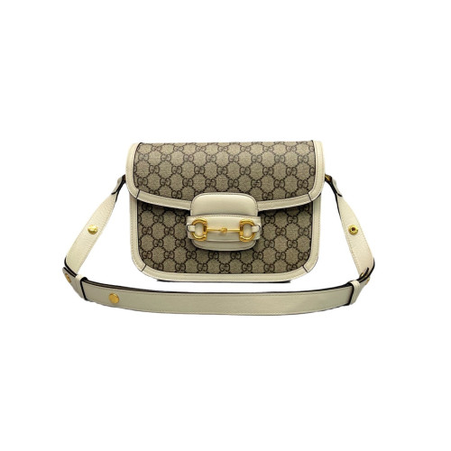 Gucci Medium Horsebit 1955 GG Supreme Monogram Brown White