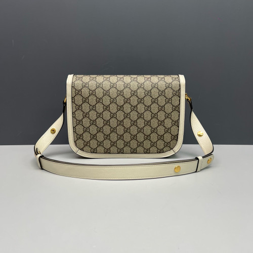 Gucci Medium Horsebit 1955 GG Supreme Monogram Brown White