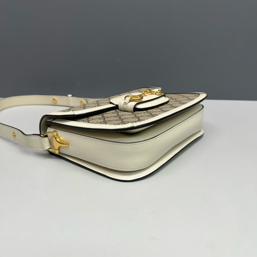 Gucci Medium Horsebit 1955 GG Supreme Monogram Brown White