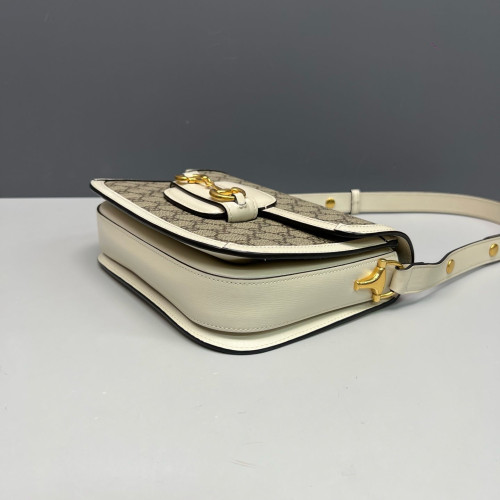 Gucci Medium Horsebit 1955 GG Supreme Monogram Brown White