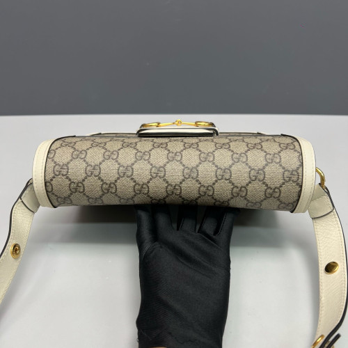Gucci Medium Horsebit 1955 GG Supreme Monogram Brown White