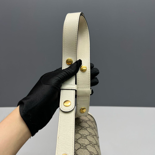 Gucci Medium Horsebit 1955 GG Supreme Monogram Brown White