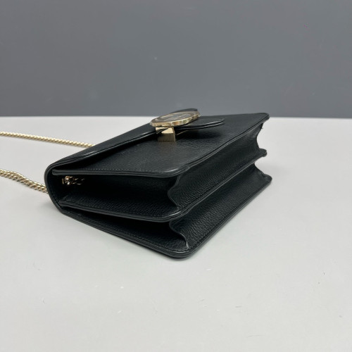 Gucci Small Interlocking G Shoulder Bag Grained Calfskin Black