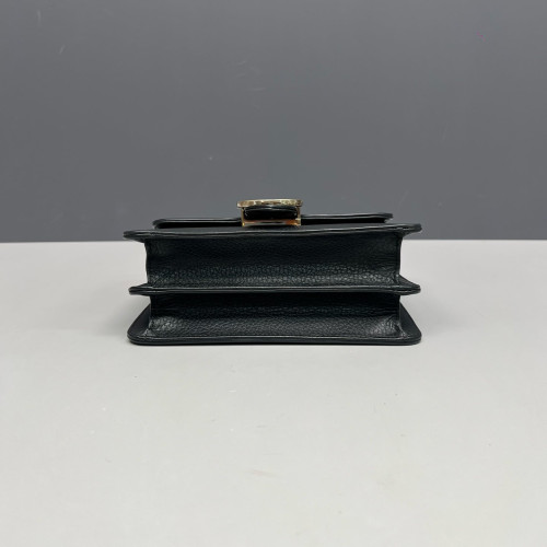 Gucci Small Interlocking G Shoulder Bag Grained Calfskin Black