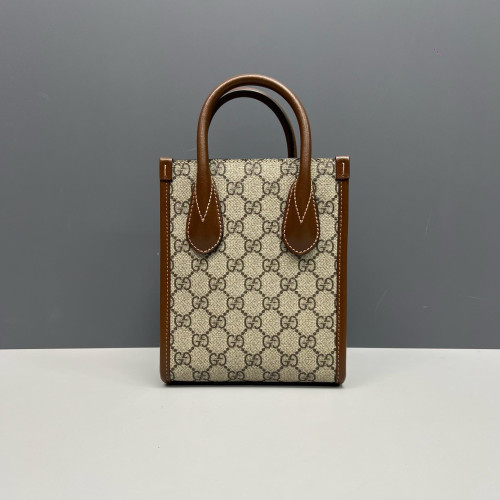 Gucci Mini Retro Interlocking G Tote GG Supreme Monogram Beige Brown