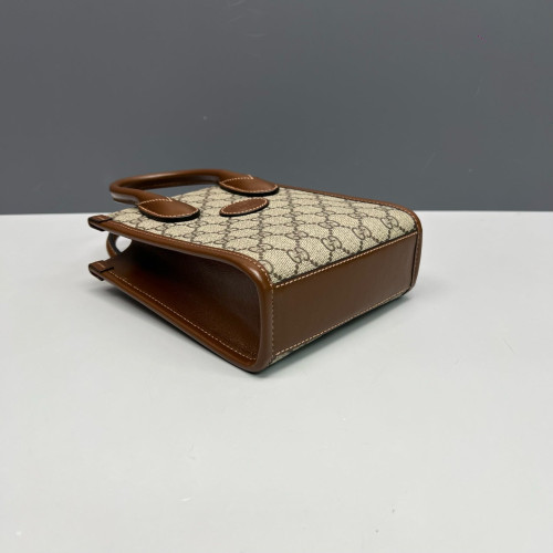 Gucci Mini Retro Interlocking G Tote GG Supreme Monogram Beige Brown