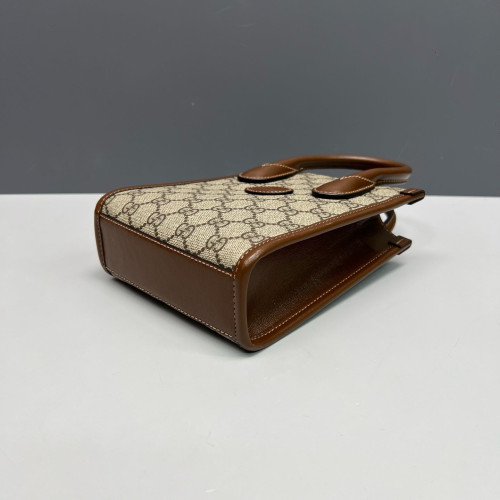 Gucci Mini Retro Interlocking G Tote GG Supreme Monogram Beige Brown