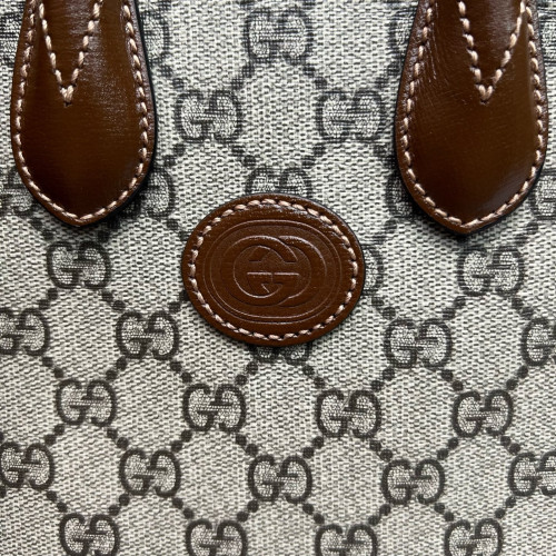 Gucci Mini Retro Interlocking G Tote GG Supreme Monogram Beige Brown