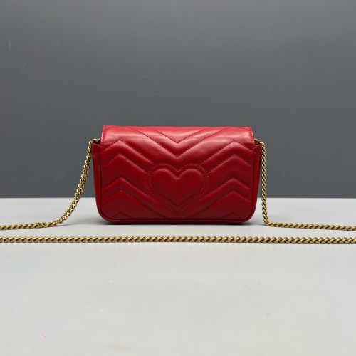 Gucci Matelasse Super Mini GG Marmont Calfskin Red