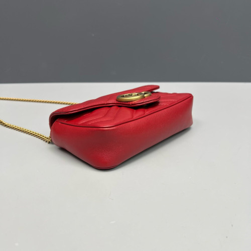 Gucci Matelasse Super Mini GG Marmont Calfskin Red