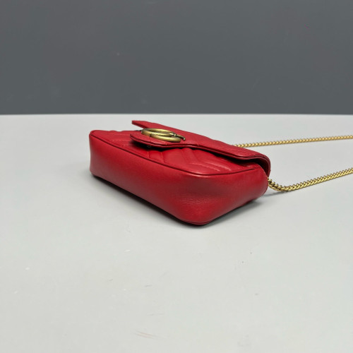 Gucci Matelasse Super Mini GG Marmont Calfskin Red