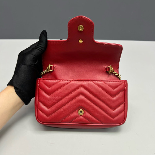 Gucci Matelasse Super Mini GG Marmont Calfskin Red