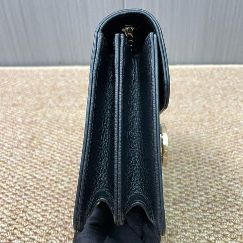 Gucci Small Interlocking G Shoulder Bag Calfskin Black