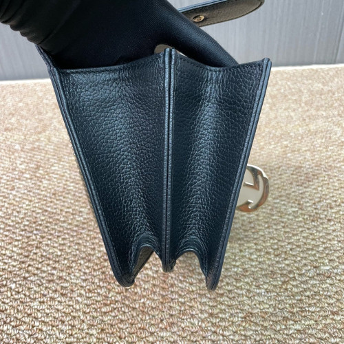 Gucci Small Interlocking G Shoulder Bag Calfskin Black