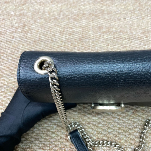 Gucci Small Interlocking G Shoulder Bag Calfskin Black