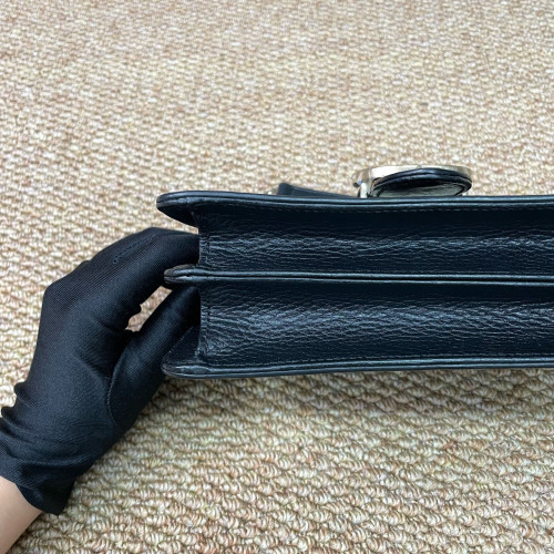 Gucci Small Interlocking G Shoulder Bag Calfskin Black