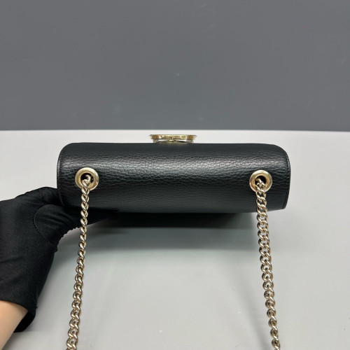 Gucci Small Interlocking G Shoulder Bag Calfskin Black