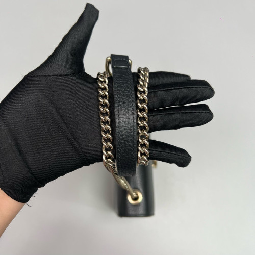 Gucci Small Interlocking G Shoulder Bag Calfskin Black