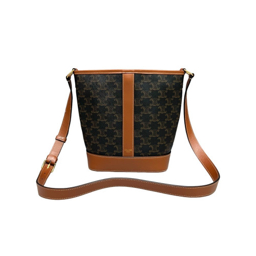 Celine Triomphe Bucket Bag Small Triomphe Calfskin Brown Dark Brown