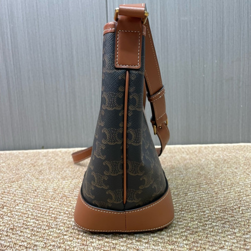 Celine Triomphe Bucket Bag Small Triomphe Calfskin Brown Dark Brown