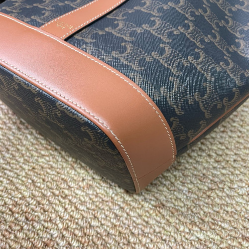 Celine Triomphe Bucket Bag Small Triomphe Calfskin Brown Dark Brown