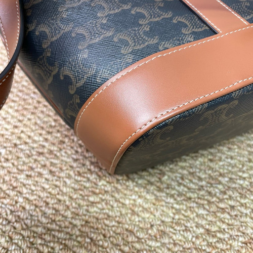 Celine Triomphe Bucket Bag Small Triomphe Calfskin Brown Dark Brown