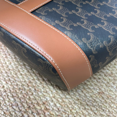 Celine Triomphe Bucket Bag Small Triomphe Calfskin Brown Dark Brown